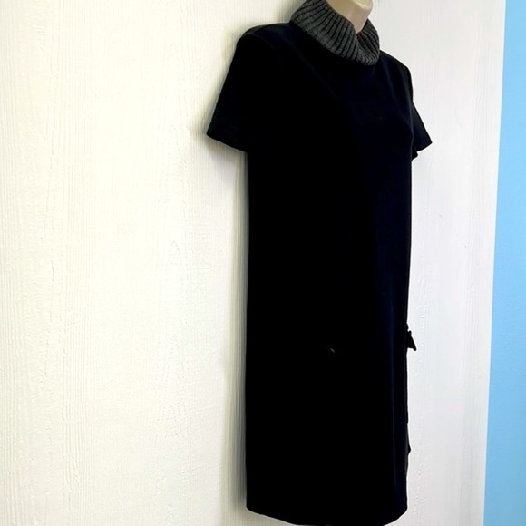 Zara - Gray Mock Neck Black Front Pocket Shift Dress Size Small - Picture 5 of 9